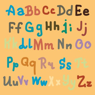 Elle çizilmiş alfabe. Boyalı harfleri fırça. El yazı ve özel tipografi tasarımları logo ve afiş, davetiye ve kartları için