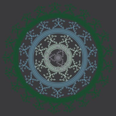 Basit renkli soyut mandala. Parlak dairesel süsleme basit şekiller oluşur. 