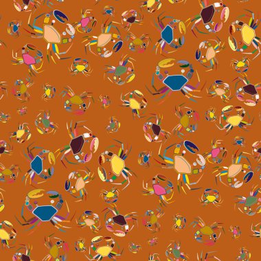 Yengeç ile renkli seamless modeli. çok renkli çizimi