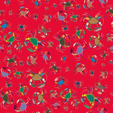 Yengeç ile renkli seamless modeli. çok renkli çizimi