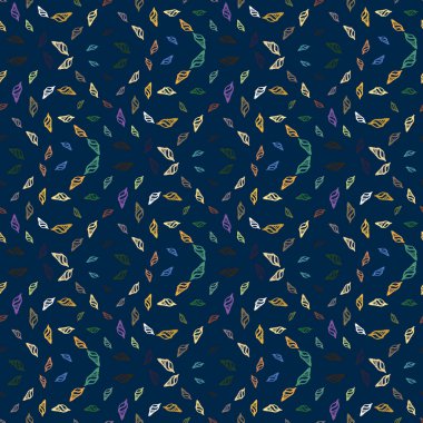 Doodles'ın deniz kabuklarını renkli Dikişsiz desen arka planı için.