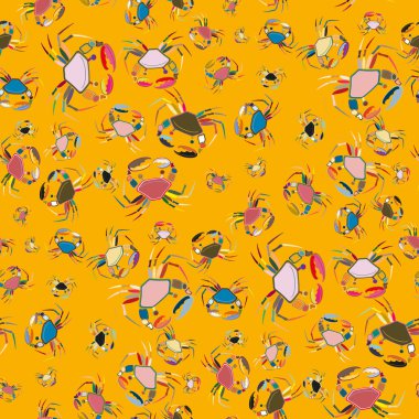 Yengeç ile renkli seamless modeli. çok renkli çizimi