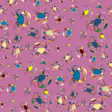 Yengeç ile renkli seamless modeli. çok renkli çizimi