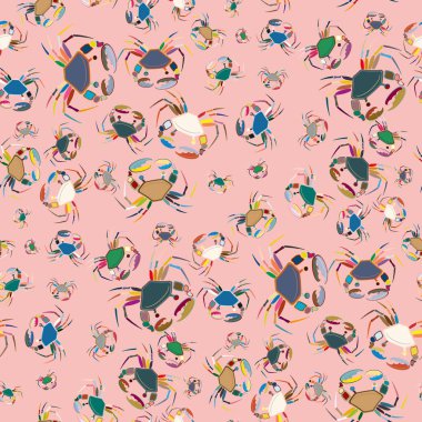 Yengeç ile renkli seamless modeli. çok renkli çizimi