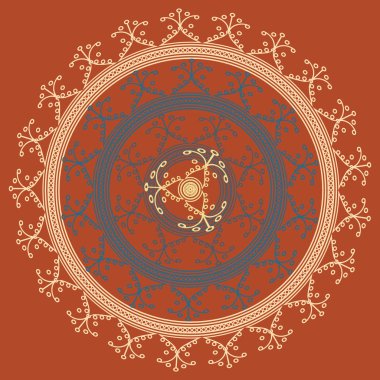 Basit renkli soyut mandala. Parlak dairesel süsleme basit şekiller oluşur. 