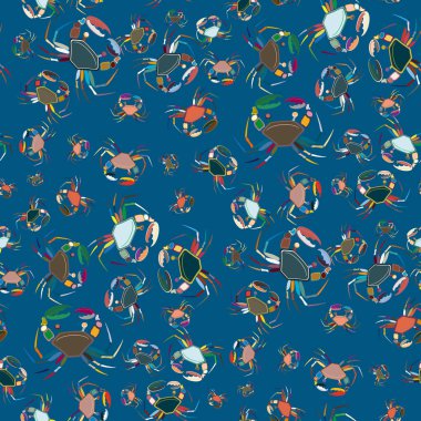 Yengeç ile renkli seamless modeli. çok renkli çizimi