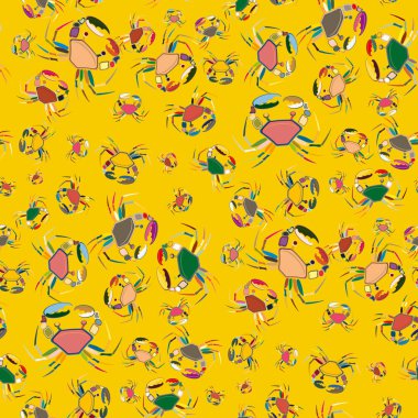 Yengeç ile renkli seamless modeli. çok renkli çizimi