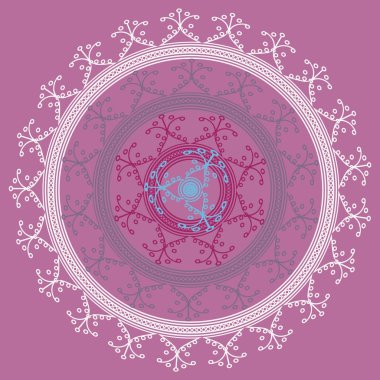 Basit renkli soyut mandala. Parlak dairesel süsleme basit şekiller oluşur. 