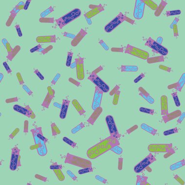 Kimya test tüpleri parlak arka plan üzerinde. Seamless modeli.