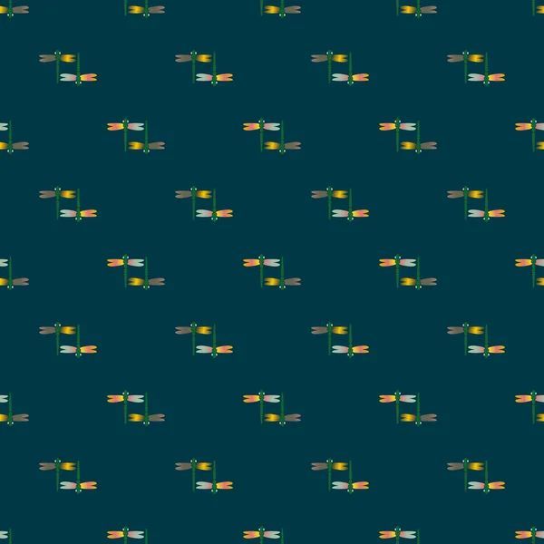Dekorative Farbige Nahtlose Muster Mit Niedlichen Libellen — Stockvektor