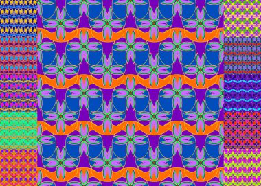 Çiçekler, vektör çizim ile çok renkli geometrik seamless modeli 