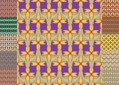 Çiçekler, vektör çizim ile çok renkli geometrik seamless modeli 