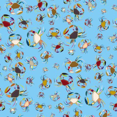 Yengeç ile renkli seamless modeli. çok renkli çizimi