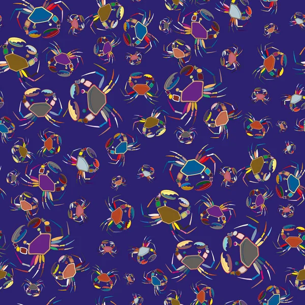 Modèle Sans Couture Coloré Avec Des Crabes Illustration Multicolore — Image vectorielle