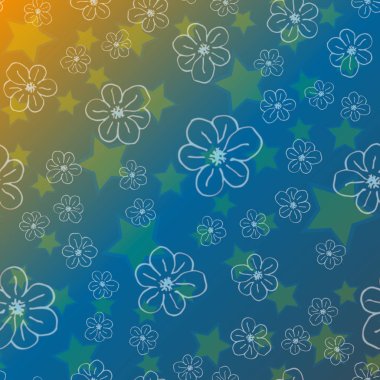 Yeni basit soyut geometrik seamless modeli ile çiçekler ve yıldızlar arka planı için