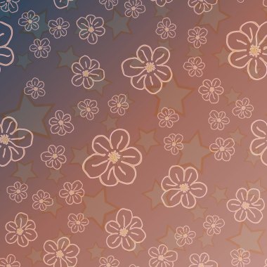 Yeni basit soyut geometrik seamless modeli ile çiçekler ve yıldızlar arka planı için