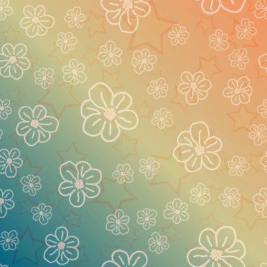 Yeni basit soyut geometrik seamless modeli ile çiçekler ve yıldızlar arka planı için