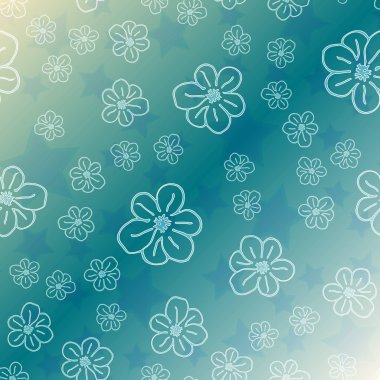 Yeni basit soyut geometrik seamless modeli ile çiçekler ve yıldızlar arka planı için