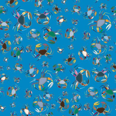 Yengeç ile renkli seamless modeli. Vektör çizim