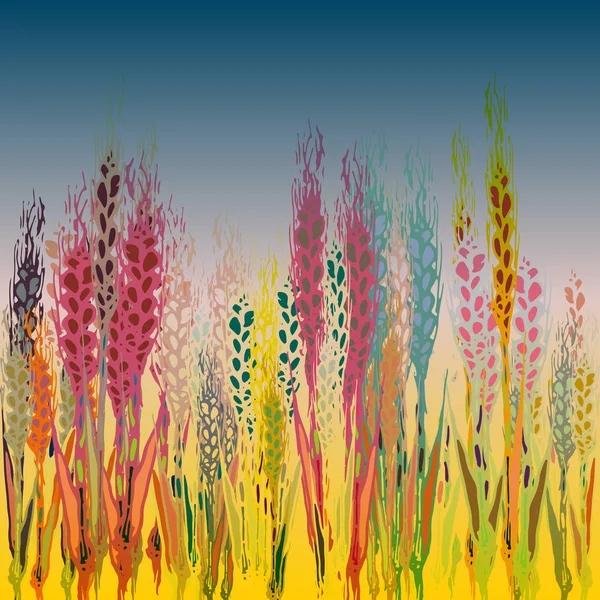 Field Harvest Spikelets Gradient Background — Stock Vector