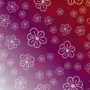 Yeni basit soyut geometrik seamless modeli ile çiçekler ve yıldızlar arka planı için