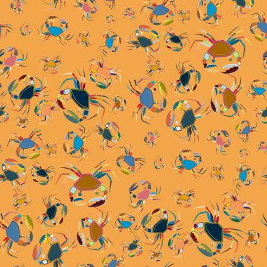 Yengeç ile renkli seamless modeli. Vektör çizim