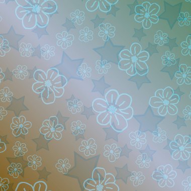 Yeni basit soyut geometrik seamless modeli ile çiçekler ve yıldızlar arka planı için