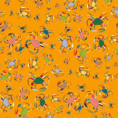 Yengeç ile renkli seamless modeli. Vektör çizim