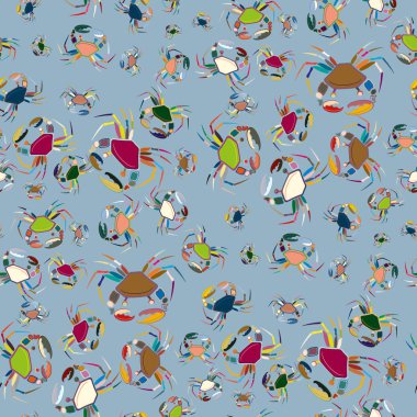 Yengeç ile renkli seamless modeli. Vektör çizim