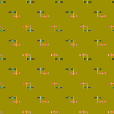 Dekoratif renkli seamless modeli ile şirin yusufçuk