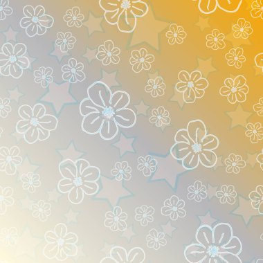 Yeni basit soyut geometrik seamless modeli ile çiçekler ve yıldızlar arka planı için