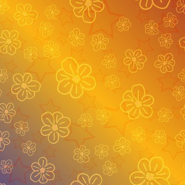 Yeni basit soyut geometrik seamless modeli ile çiçekler ve yıldızlar arka planı için