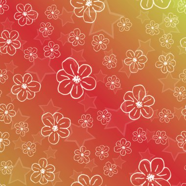 Yeni basit soyut geometrik seamless modeli ile çiçekler ve yıldızlar arka planı için