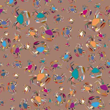 Yengeç ile renkli seamless modeli. Vektör çizim