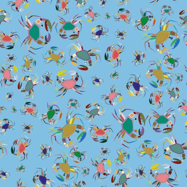 Yengeç ile renkli seamless modeli. Vektör çizim