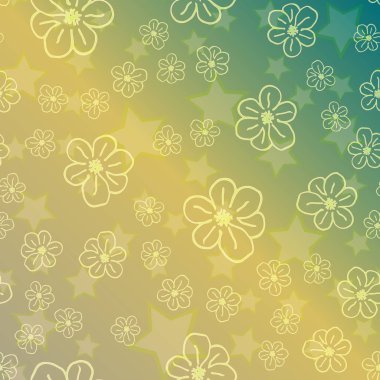 Yeni basit soyut geometrik seamless modeli ile çiçekler ve yıldızlar arka planı için