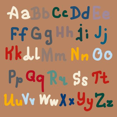 Elle çizilmiş alfabe. Boyalı harfleri fırça. El yazı ve özel tipografi tasarımları logo ve afiş, davetiye ve kartları için