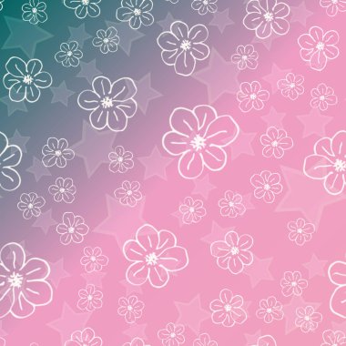 Yeni basit soyut geometrik seamless modeli ile çiçekler ve yıldızlar arka planı için