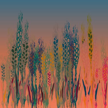 Spikelets gradyan arka planı üzerinde alan hasat.