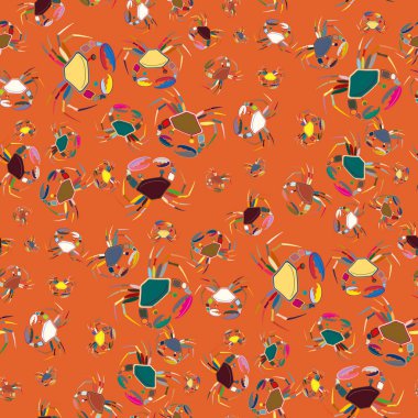 Yengeç ile renkli seamless modeli. Vektör çizim