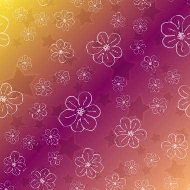 Yeni basit soyut geometrik seamless modeli ile çiçekler ve yıldızlar arka planı için