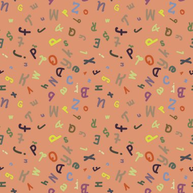 Elle çizilmiş alfabe seamless modeli. Harfler boyalı fırça. 