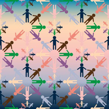 birçok kişi seamless modeli, vektör çizim 