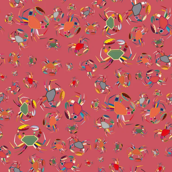 Цветной Бесшовный Рисунок Крабами Векторная Миграция — стоковый вектор