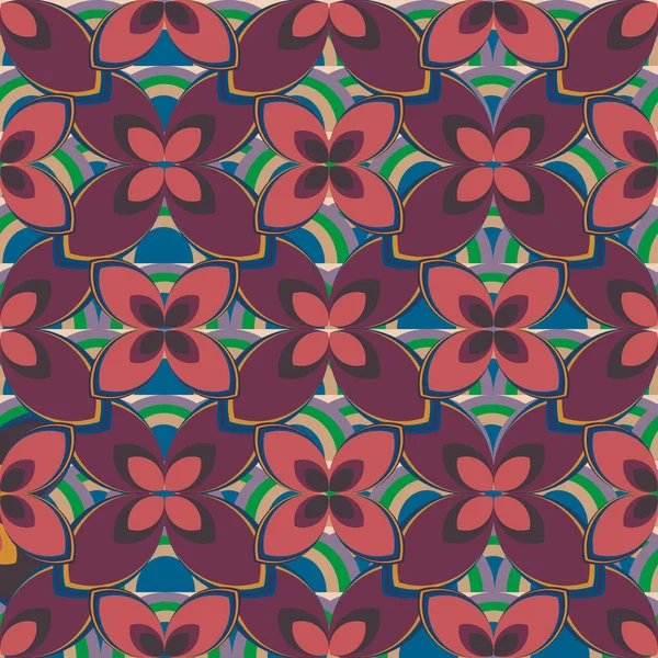 Nieuwe Eenvoudige Abstracte Geometrische Naadloze Patroon Met Bloemen Voor Achtergrond — Stockvector