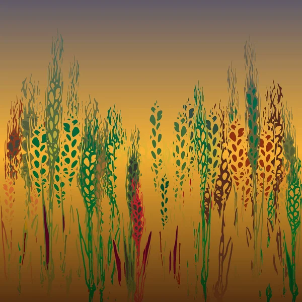 Field Harvest Spikelets Gradient Background — Stock Vector