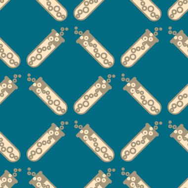 Kimya test tüpleri parlak arka plan üzerinde. Seamless modeli.