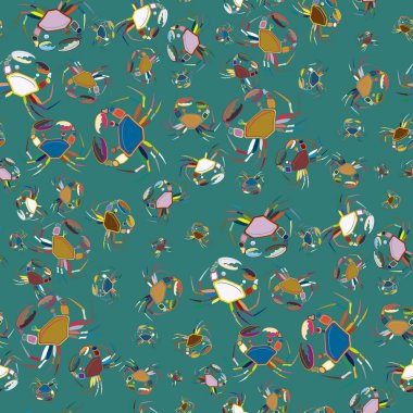 Yengeç ile renkli seamless modeli. Vektör çizim