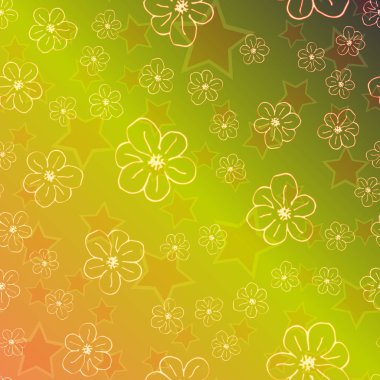 Yeni basit soyut geometrik seamless modeli ile çiçekler ve yıldızlar arka planı için