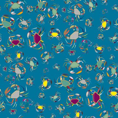 Yengeç ile renkli seamless modeli. Vektör çizim